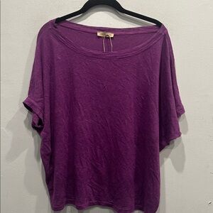 Olivia black Italy Dolman short Sleeve flowy 100% Linen Shirt NWT Lagenlook